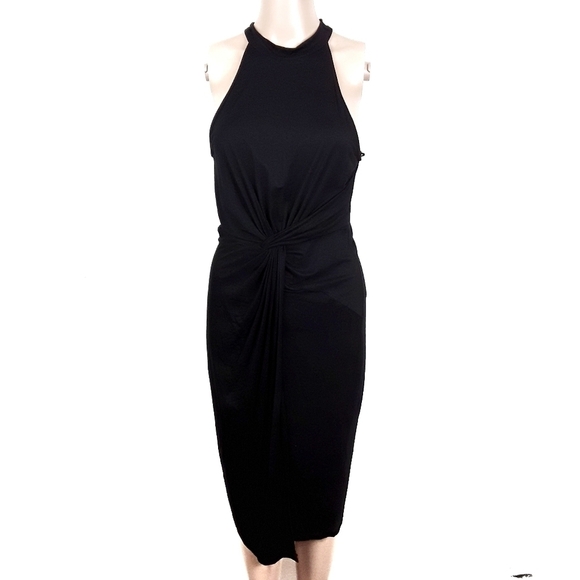 ASTR black High Neck cut-out twist front midi dress - Picture 1 of 3